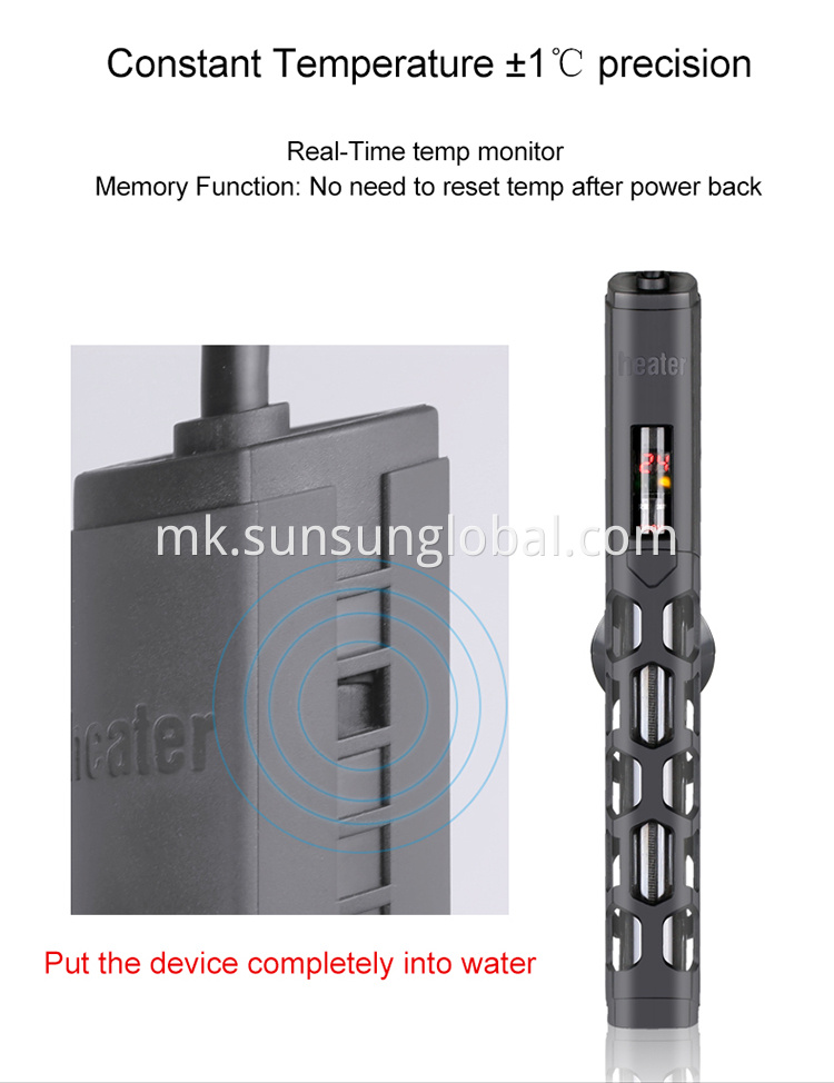 Sunsun 300w Мини потоплив грејач на аквариум Резервоар за риби